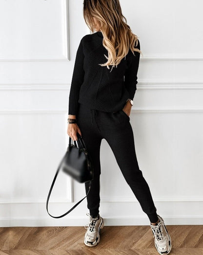 Conjunto de Mujer de Punto de 2 Piezas con Pantalones y Suéter