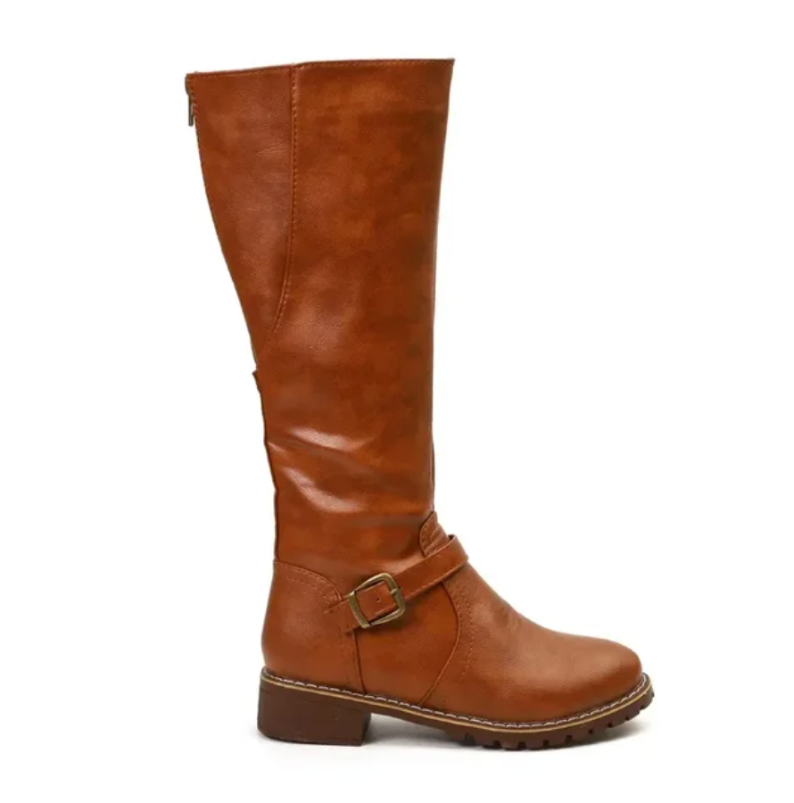 Botas de Mujer hasta la Rodilla con Correa y Tacón Bajo