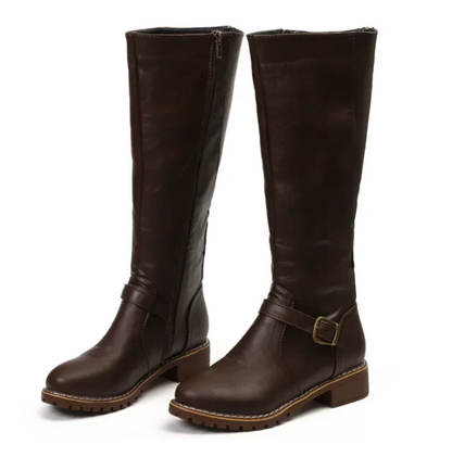 Botas de Mujer hasta la Rodilla con Correa y Tacón Bajo