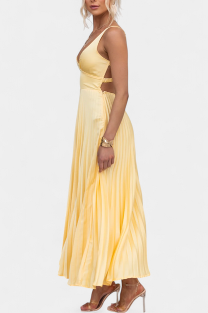 Arlena Vestido Plisado de Tiras con Espalda Cruzada
