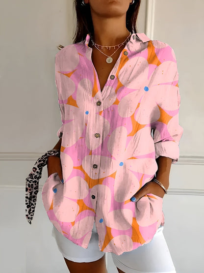 BLUSA FLORAL DESIREE CON TAPETA DE BOTONES