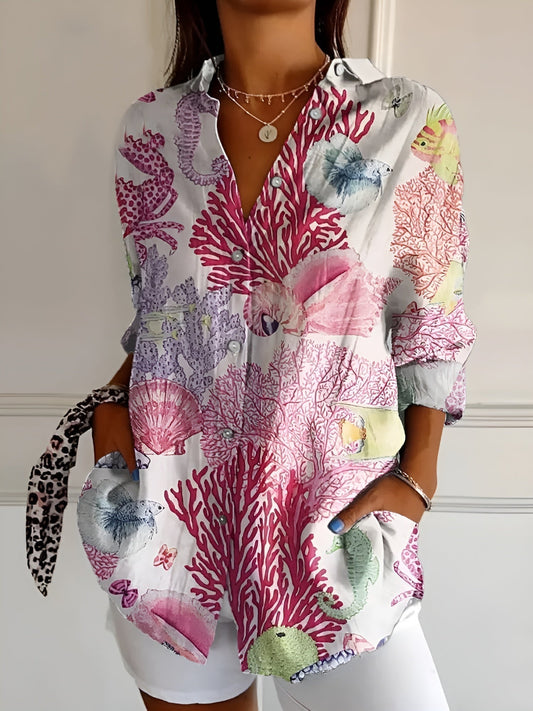 BLUSA FLORAL DESIREE CON TAPETA DE BOTONES