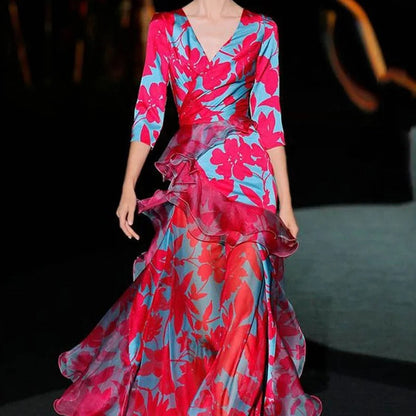 VESPER – VESTIDO DE FIESTA BANQUETE CON VOLANTES EN A