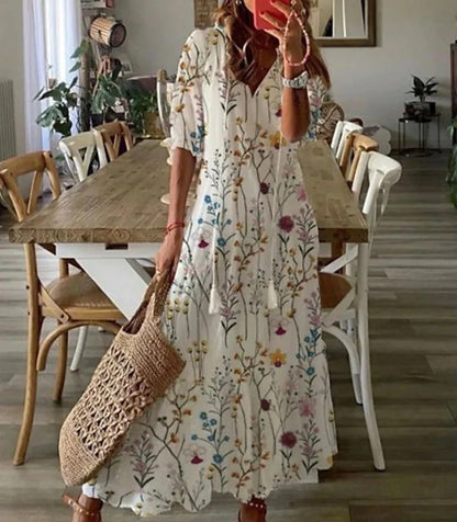 Sophia - Vestido de Verano Boho Vintage con Escote en V