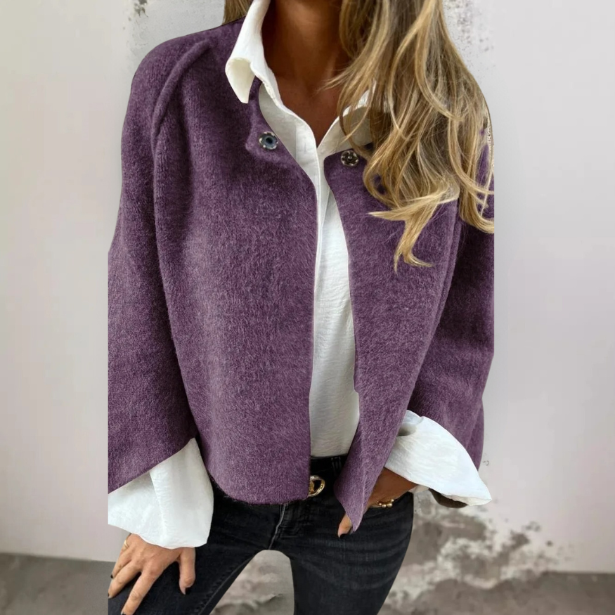 Henrike - Abrigo de Lana con Cuello Redondo y Mangas Largas
