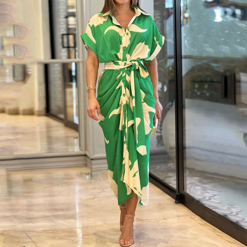 Fern - Vestido de Cuello Volante de Cintura Alta