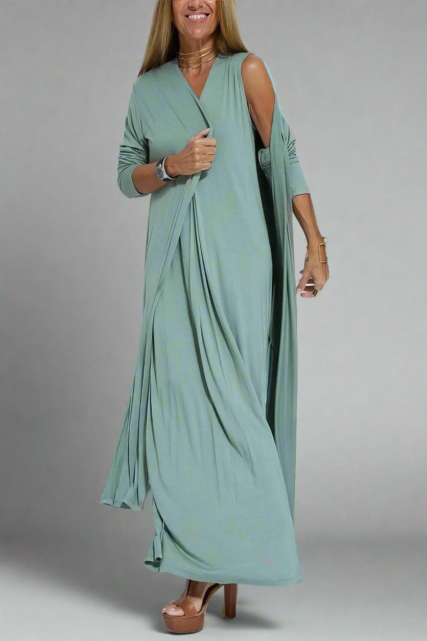 Elfriede | Vestido Maxi Elegante con Cárdigan Gratis para Cada Ocasión